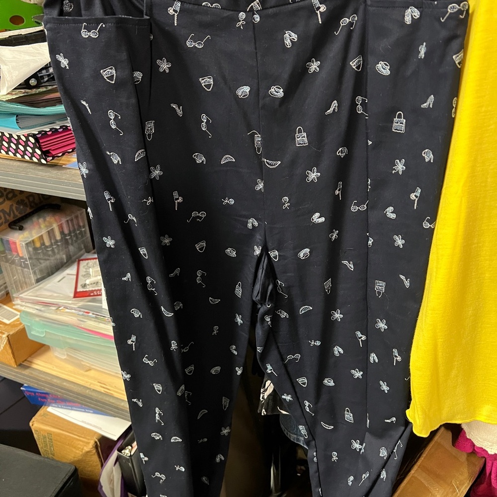 Dressbarn Blue Pants with Summer Icon Prints